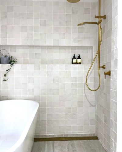 zellige look white wall tiles